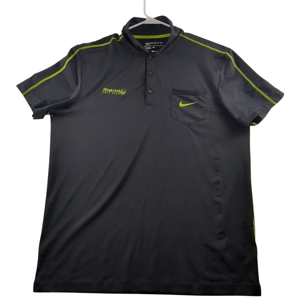Nike Golf Dri-Fit Mens Large Black/Neon Short Sleeve Shingle Creek Polo‎ Shirt